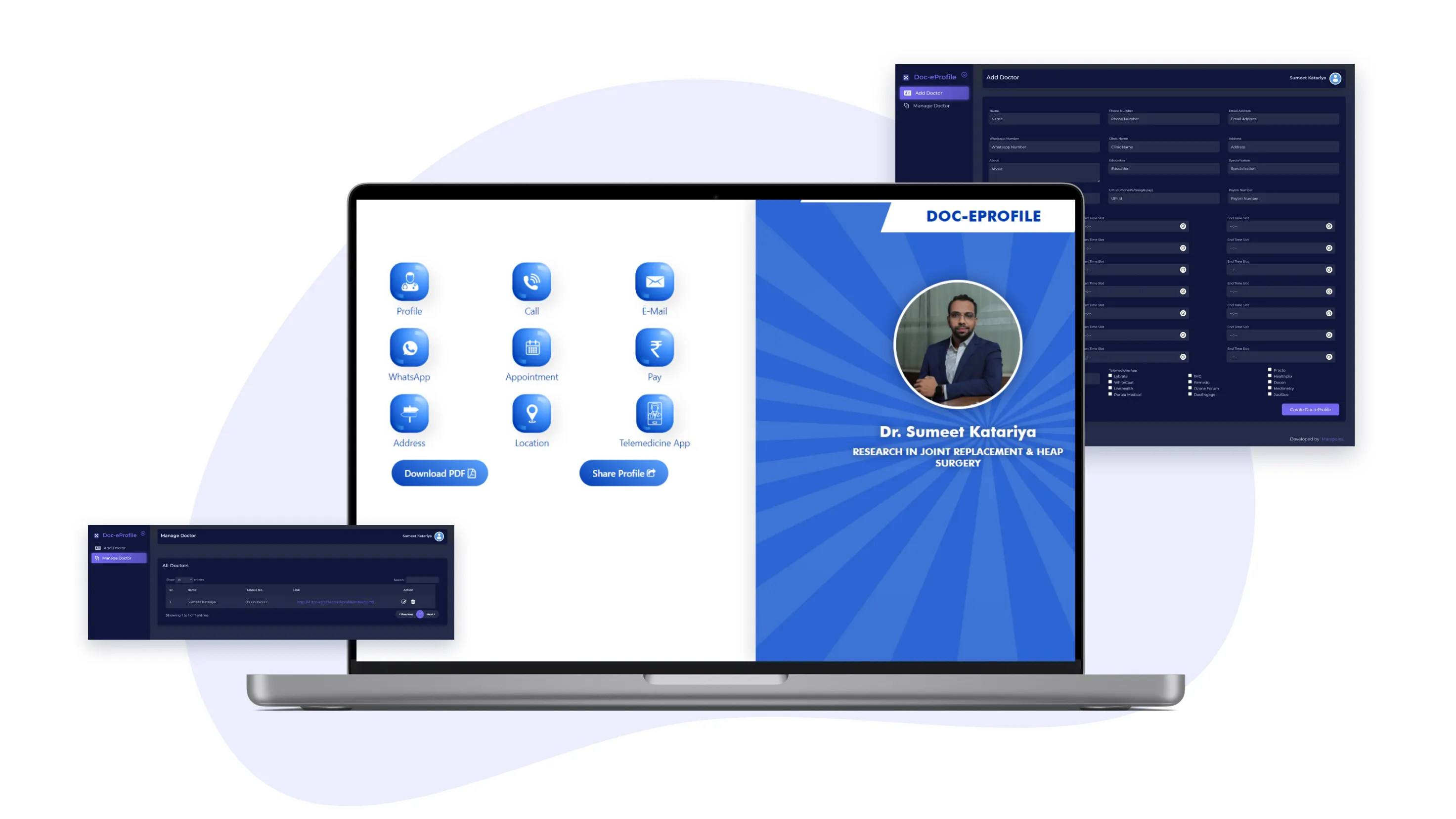 Doc-E-Profile - Digital Doctor Profile Platform - Custom Software Development project by Accucia