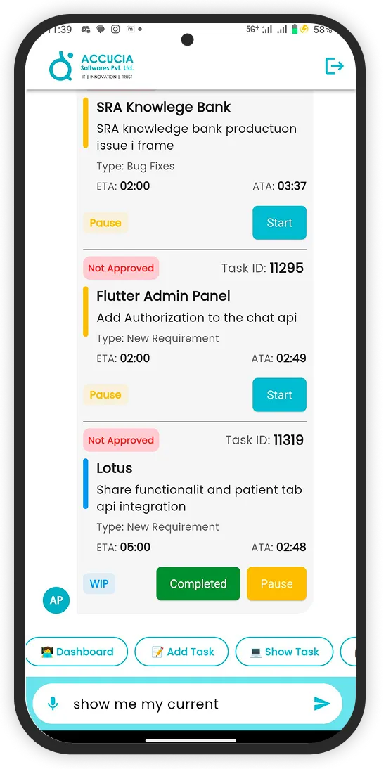 Accucia PMS App Screenshot 1