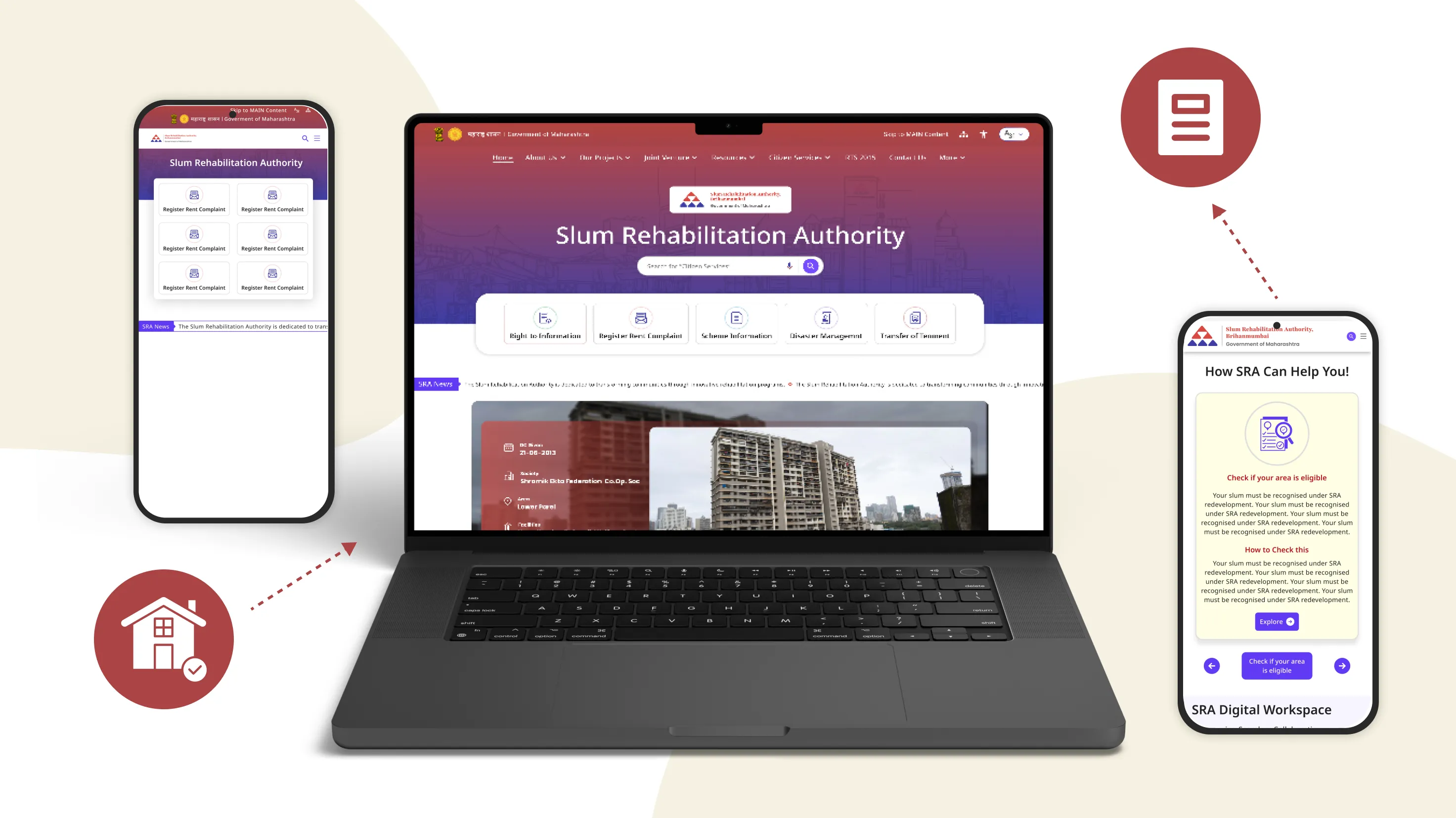 SRA Official Website - Digital Portal for Slum Rehabilitation Authority - Website Development project by Accucia