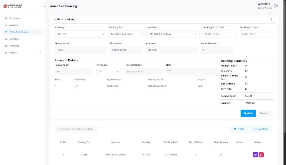 Amenity Booking System