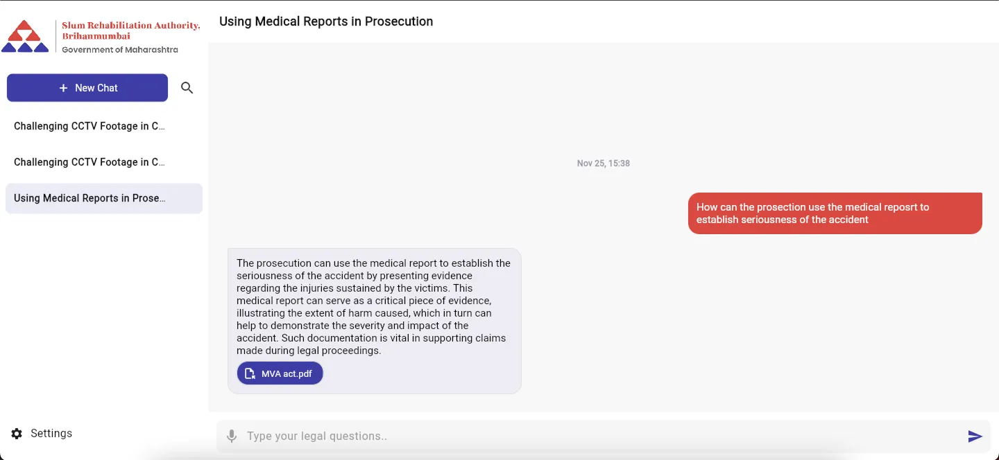 Legal AI Chatbot Interface